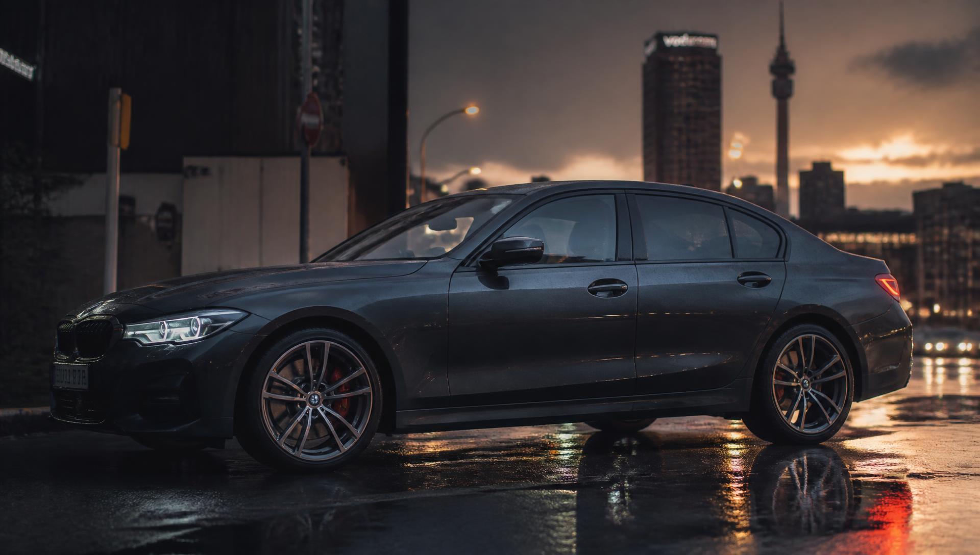 Premium sedan on a city street at dusk in South Africa